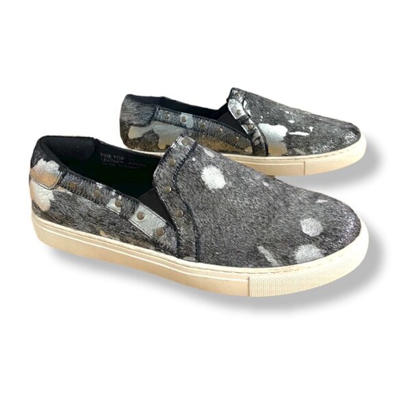 Boutique by Corky's Pine Top Studded Metallic Cowhide Leather Slip On Sneakers - Picture 15 of 16